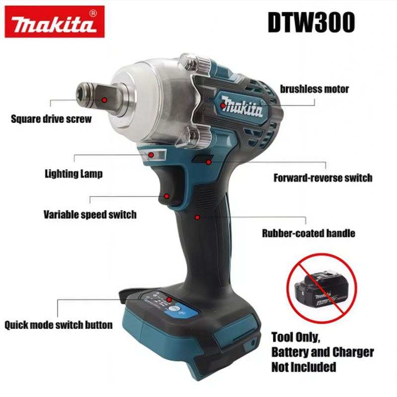 Makita Drill Dtw300 - ماكيتا DTW300 18V مفتاح ربط لاسلكي